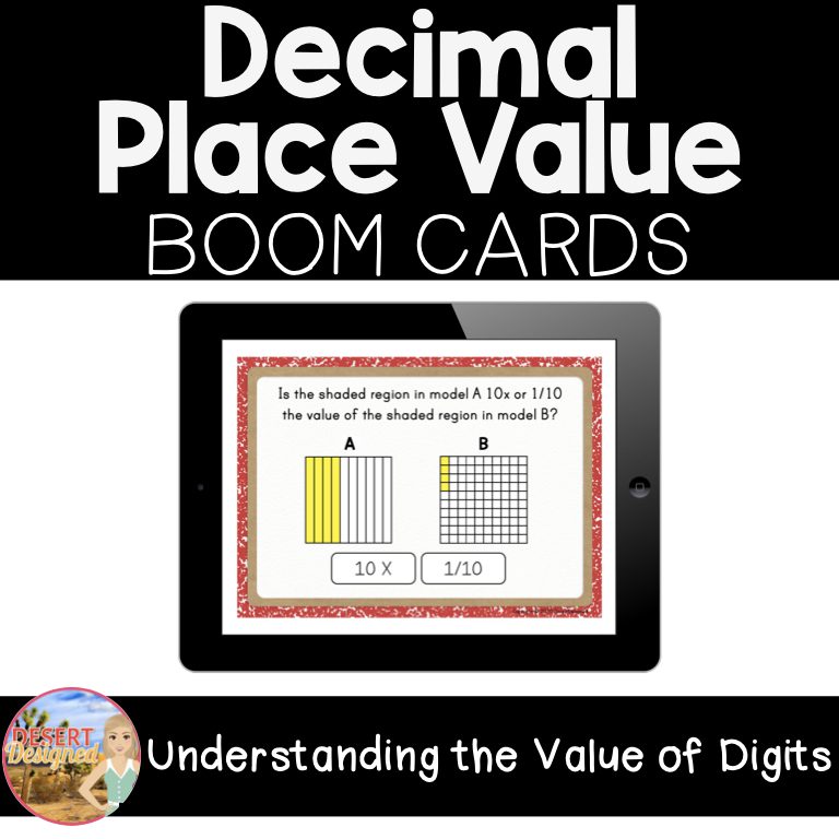 Decimal Place Value Boom Cards for helping students understand how to model decimals
